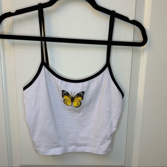 Urban outfitters white butterfly cropped tank - Picture 2 of 5